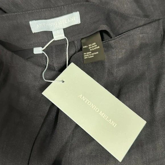 NWT! Antonio Melani‎ Navy Blue Linen Blend Pants - Picture 5 of 6